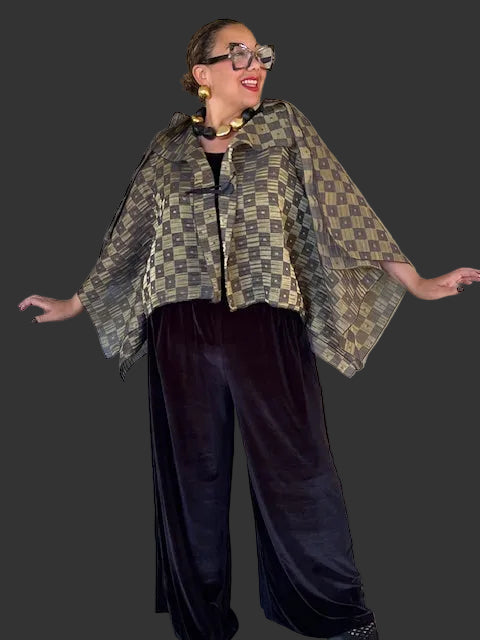 Dth 100% Silk Squares Jacket in Metallic