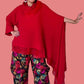 Dth Red Knit Cowl Neck Poncho