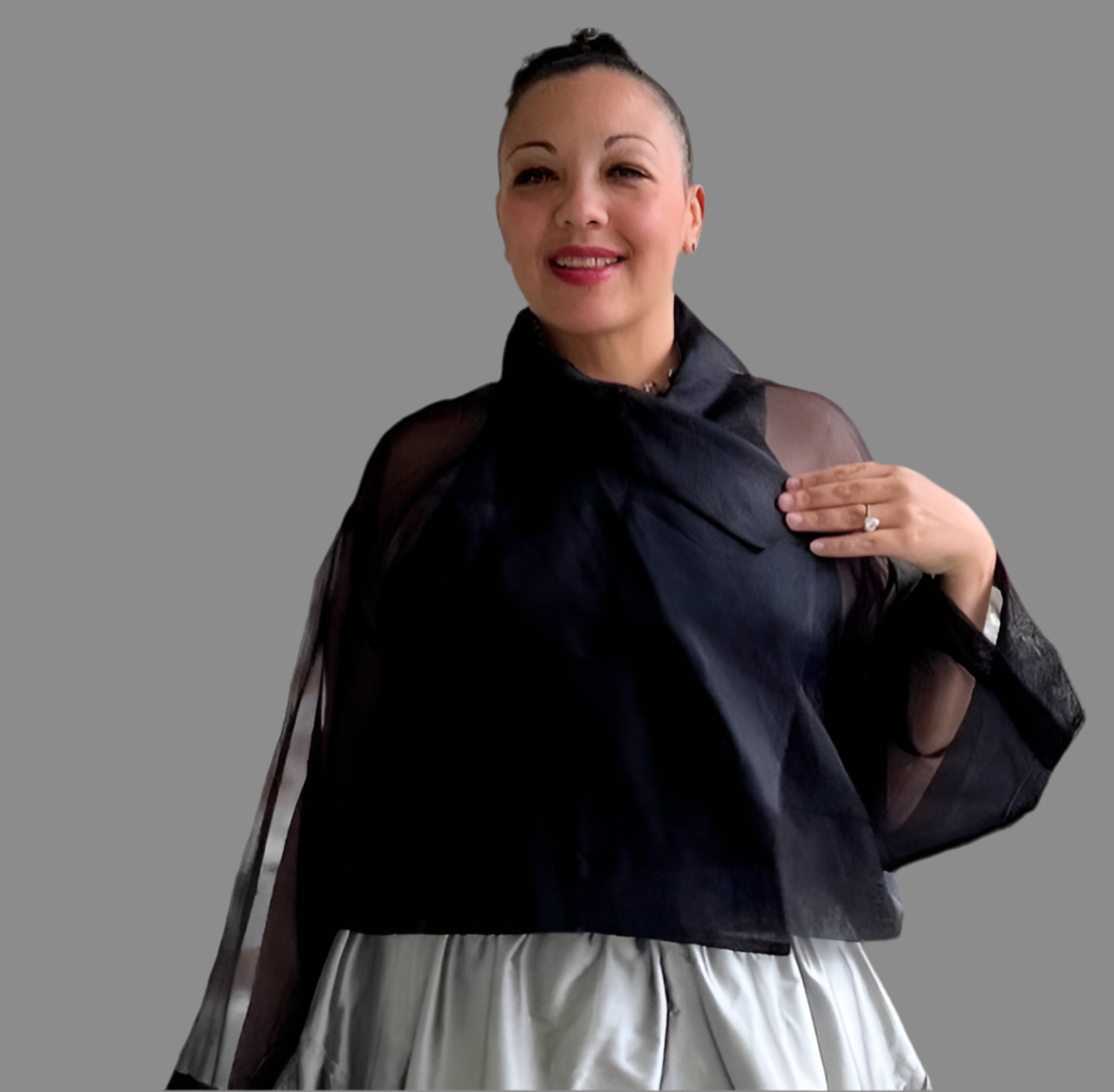 Silk Organza Cropped Jacket (Black or White)