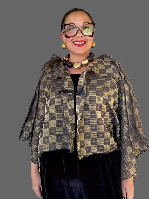 Dth 100% Silk Squares Jacket in Metallic