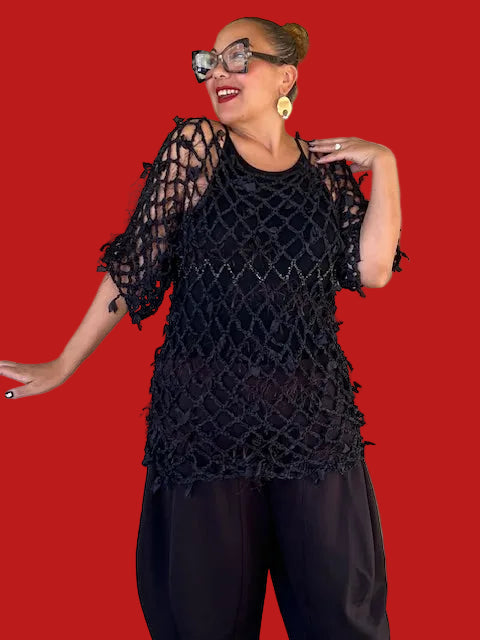 Dth Ribbon Fishnet Top