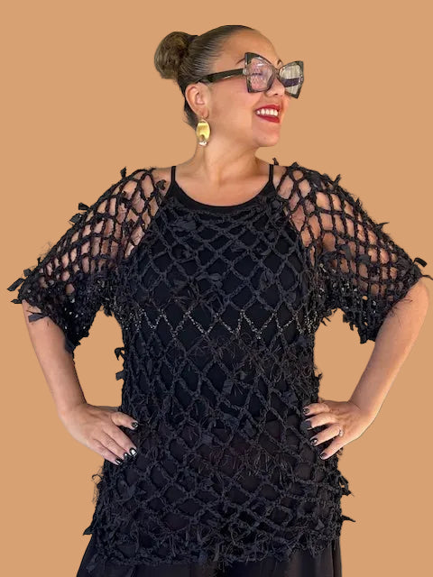 Dth Ribbon Fishnet Top