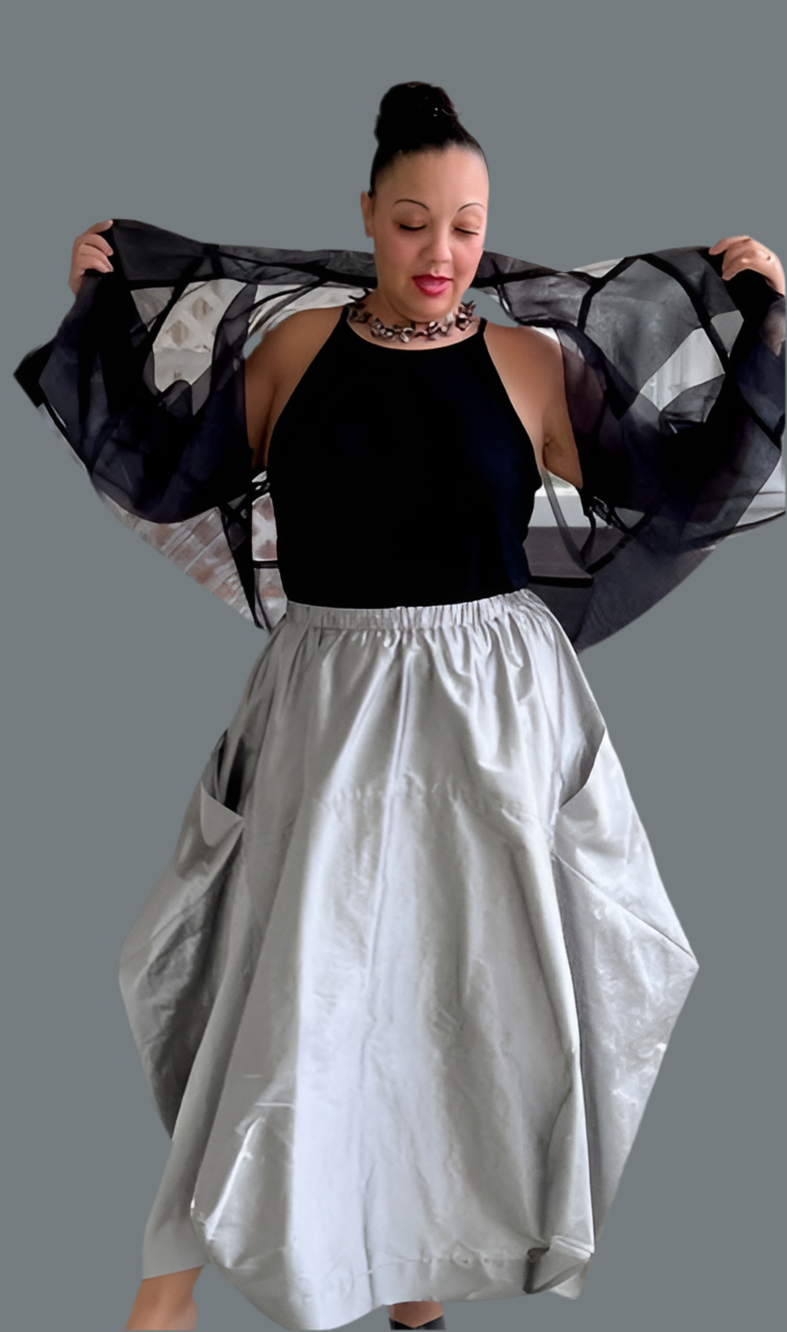 Silk Organza Cropped Jacket (Black or White)