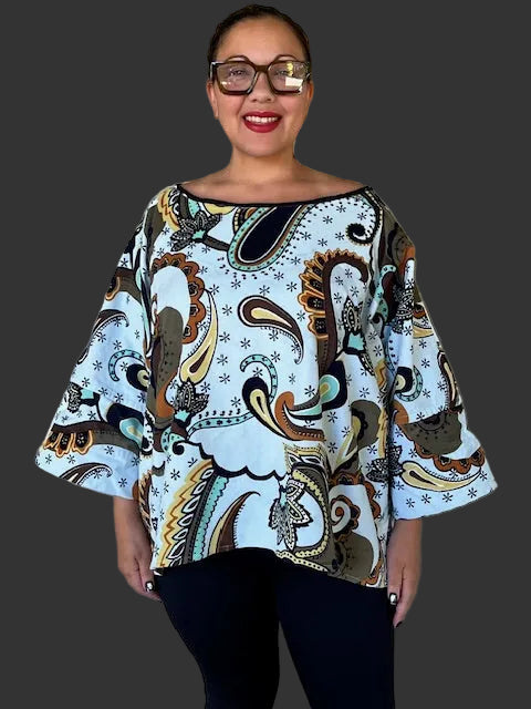 Dth 100% Cotton Baby Wale Corduroy Boxy Top in Paisley