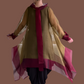 DTH 100% Silk Organza Long Tie-Back Top - Bronze/Maroon