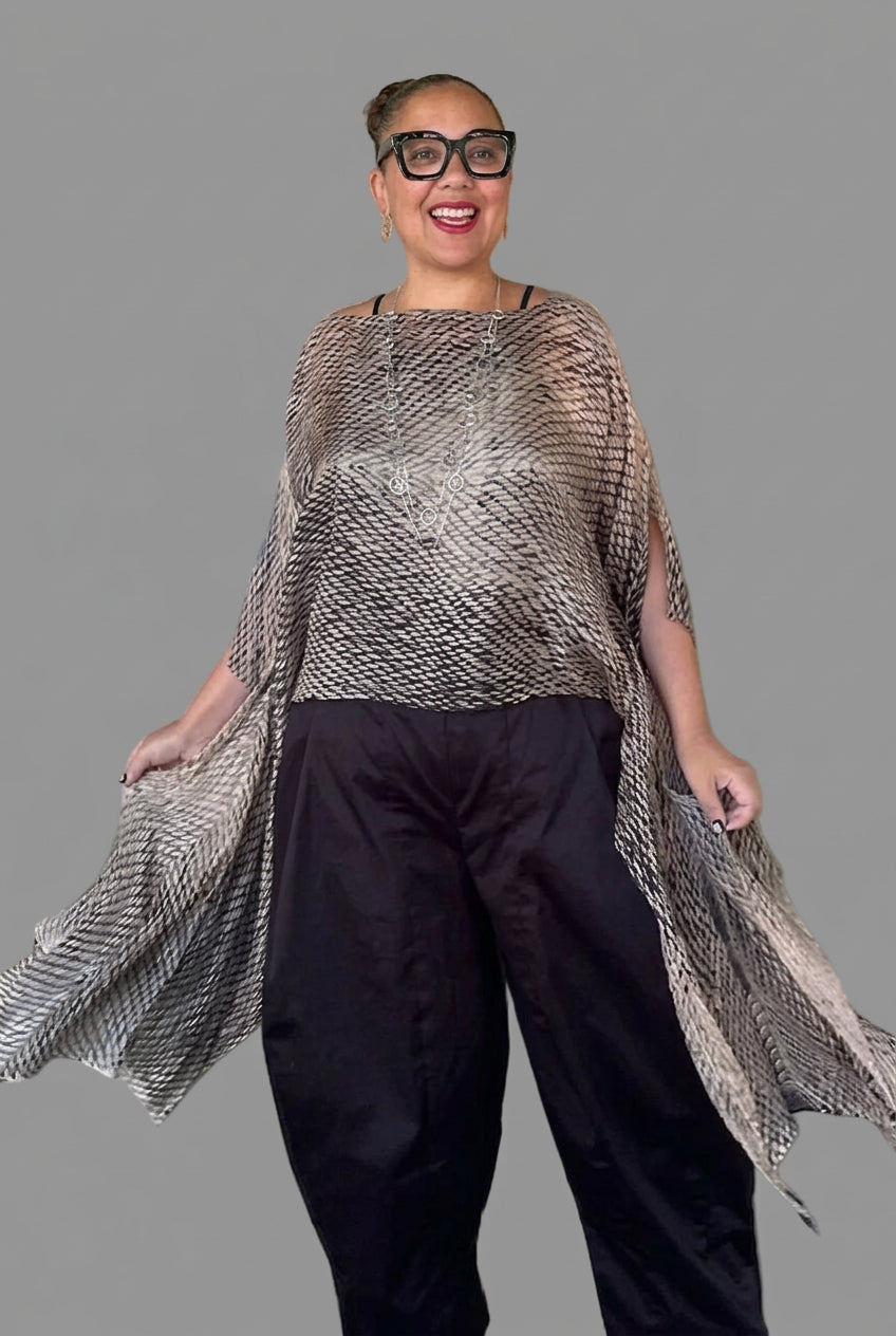 DTH Hand Dyed 100% Silk Top (Beige and Black)