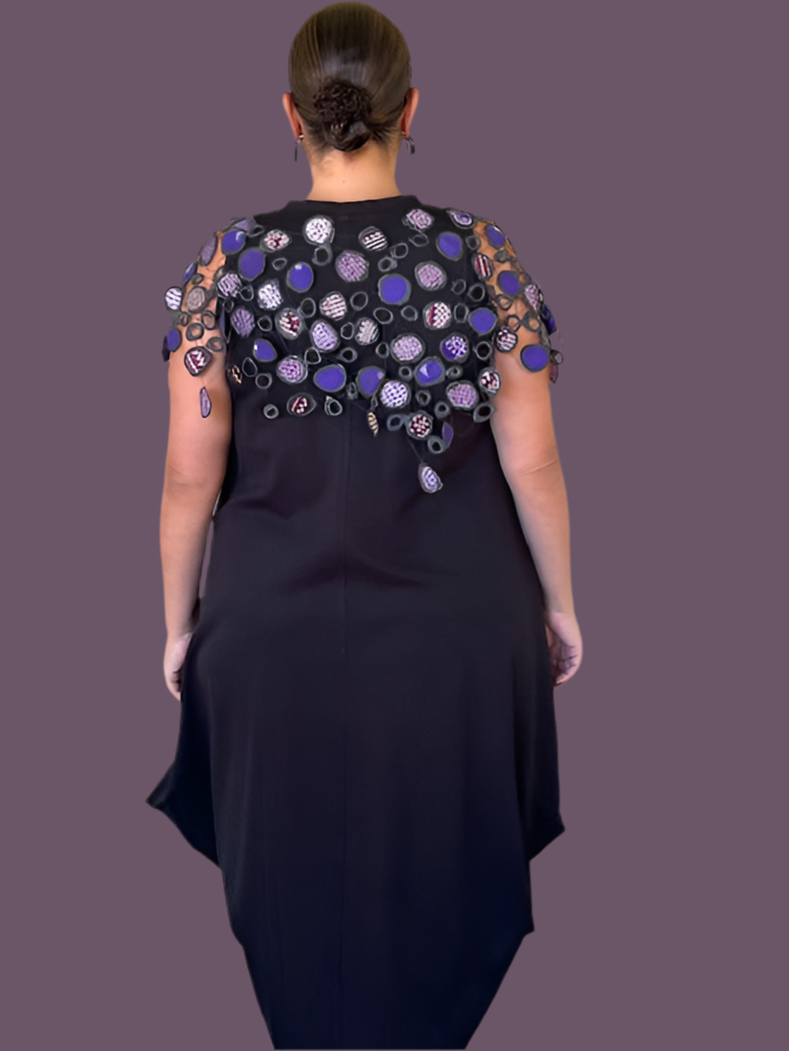 Upcycled Rubber and Antique Kimono Silk Shrug - Purple