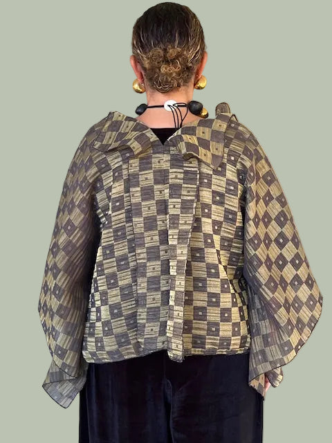 Dth 100% Silk Squares Jacket in Metallic