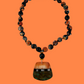 Black and Orange Agates with a Calabaza Santo Domingo Pendant
