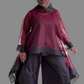 DTH 100% Silk Organza Short Waterfall Top - Maroon & Black
