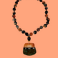 Black and Orange Agates with a Calabaza Santo Domingo Pendant