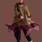 DTH 100% Silk Organza Long Tie-Back Top - Bronze/Maroon