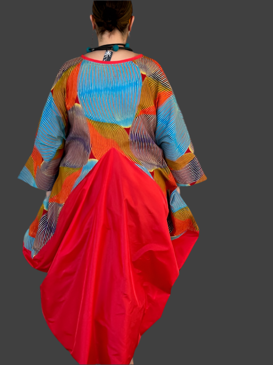 DTH Pyramid Dress -Cotton Ankara and Silk Taffeta