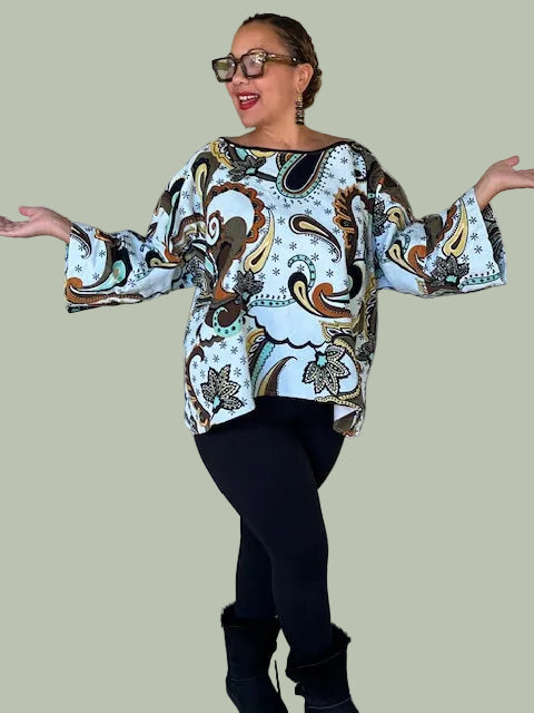 Dth 100% Cotton Baby Wale Corduroy Boxy Top in Paisley