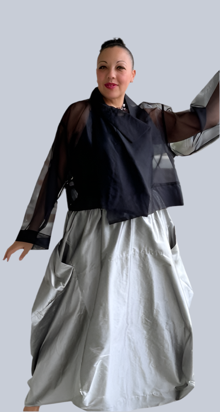 Silk Organza Cropped Jacket (Black or White)