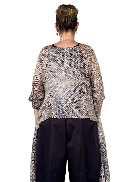 DTH Hand Dyed 100% Silk Top (Beige and Black)
