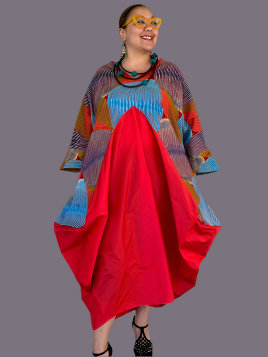 DTH Pyramid Dress -Cotton Ankara and Silk Taffeta