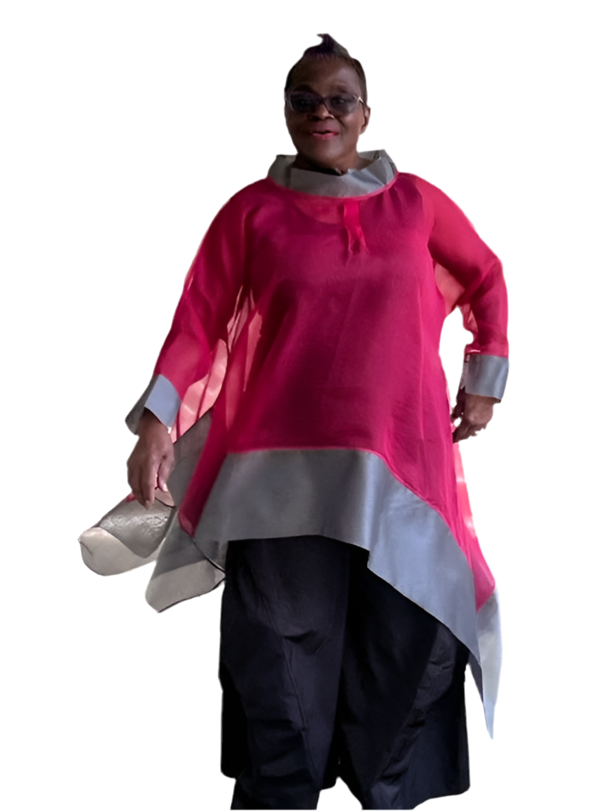 DTH 100% Silk Organza Asymmetrical Top