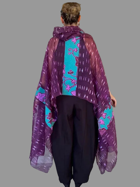 Dth 100% Silk Elegant Poncho Top (Wine)