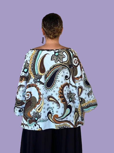 Dth 100% Cotton Baby Wale Corduroy Boxy Top in Paisley