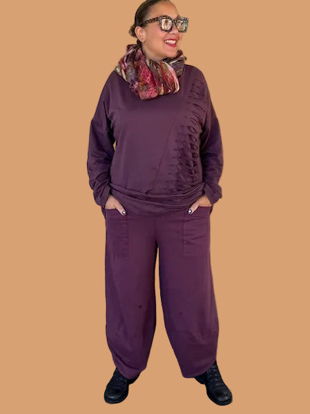 Transparente  Crossover Hem Pants (Black, Charcoal, Bordeaux)