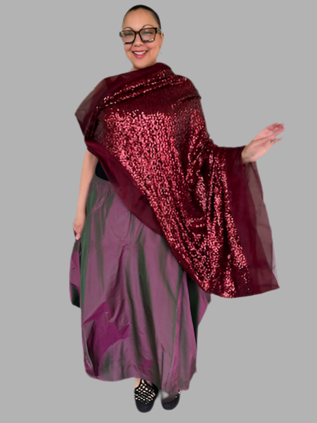 DTH Red Sequined Cocoon Jacket