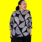 Pleats Half Circles Stretch Top (Red or Gray)