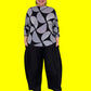 Pleats Half Circles Stretch Top (Red or Gray)