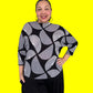 Pleats Half Circles Stretch Top (Red or Gray)