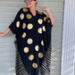 V Black Caftan With Gold Dots