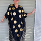 V Black Caftan With Gold Dots