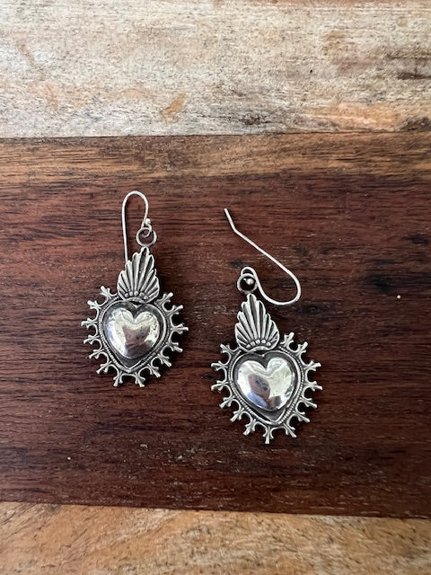 Sacred Heart Earings in sterling Silver