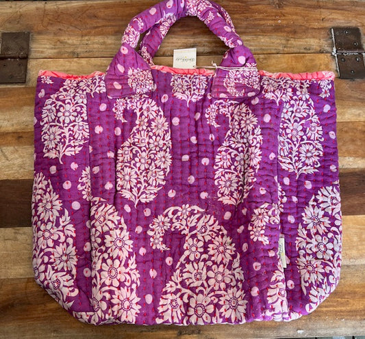 Kantha Vagabond Bag (purple paisley)