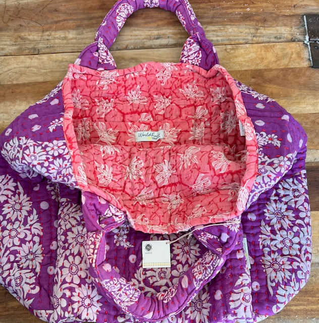 Kantha Vagabond Bag (purple paisley)