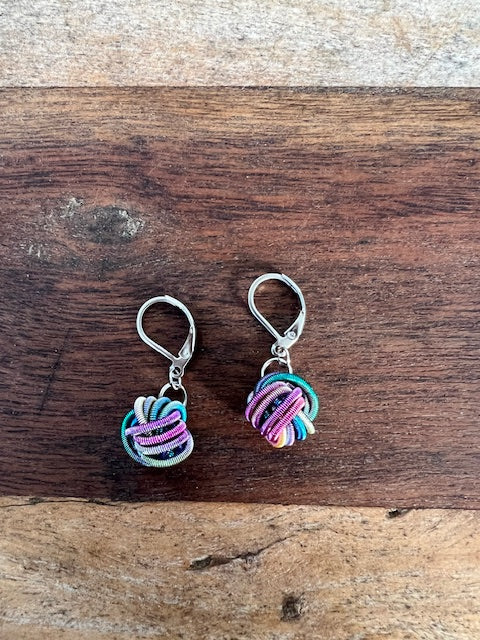 Rainbow Piano Wire Ball earrings