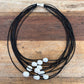 10 Strand Piano Wire and Pearl Necklace