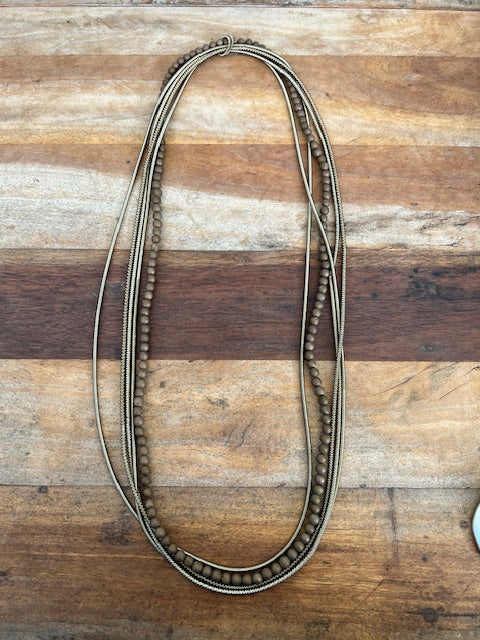 5 Strand Bronze Geode and Piano Wire Necklace