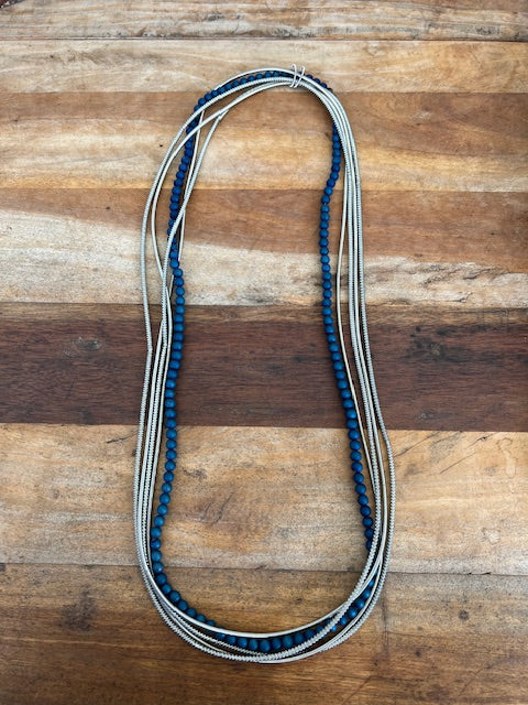 5 Strand Blue Geode Necklace