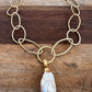 Baroque Pearl Gold Chain Link Necklace