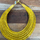 Brightly Colored Multistrand Leather Necklace (Mustard, Black, Yellow, Red, or Maroon/Black)