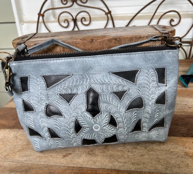 Leather Clutch Mexican Cut work