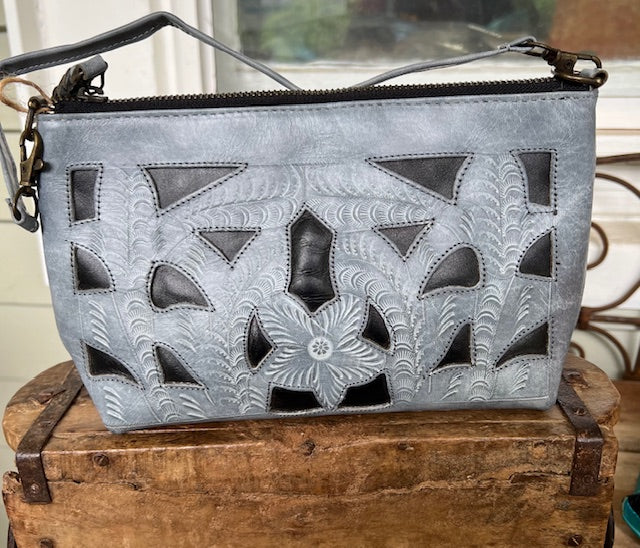 Leather Clutch Mexican Cut work