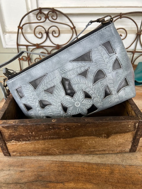 Leather Clutch Mexican Cut work