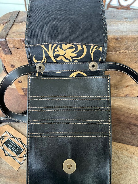Leather Cross Body Purse In Deep Coffee Brown