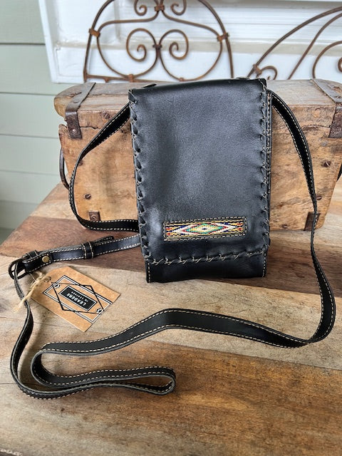 Leather Cross Body Purse In Deep Coffee Brown