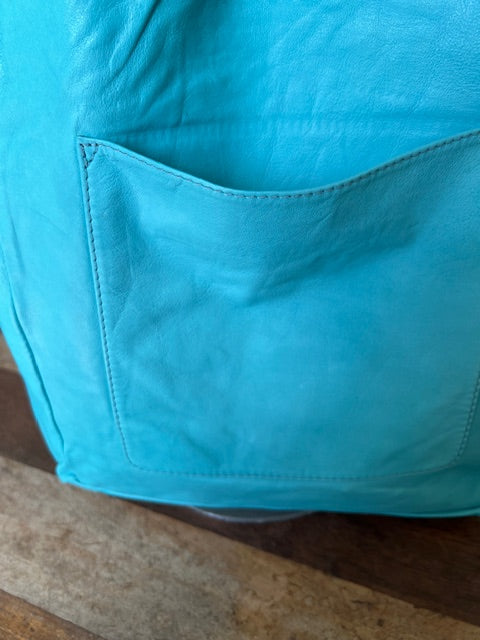 Turquoise Leather Carry All bag