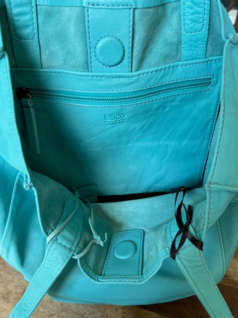 Turquoise Leather Carry All bag