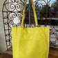 Leather Carry All Handbag In Chartreuse