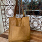 Leather Carry All Handbag  In Olive