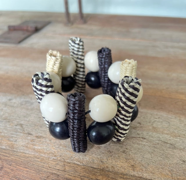Tagua and Raffia Stretch Bracelet